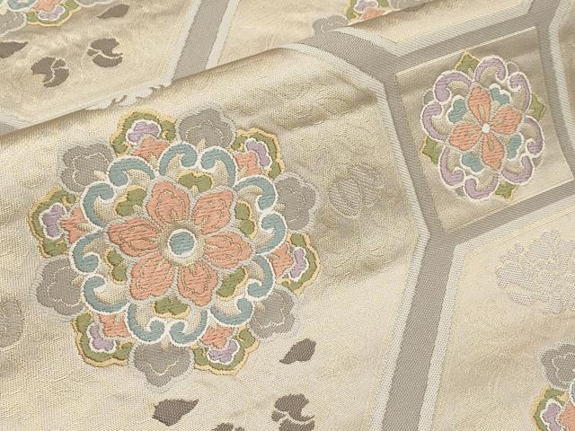 平和屋着物●六通柄袋帯　唐織　蜀江花文　金糸　正絹　逸品　CABF2797tx