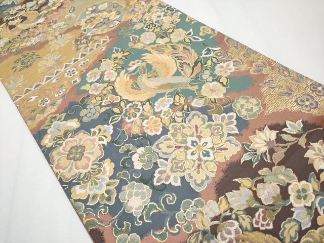 平和屋着物●六通柄袋帯　鳳凰枝花文　金糸　正絹　逸品　未使用　CABF2798tx