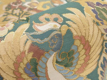 平和屋着物●六通柄袋帯　鳳凰枝花文　金糸　正絹　逸品　未使用　CABF2798tx