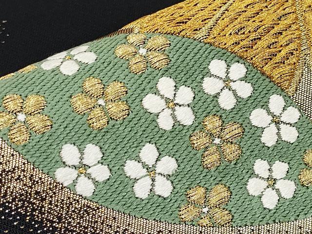 平和屋着物●西陣　高島織物謹製　六通柄袋帯　唐織　七宝花文　黒地　金糸　証紙付き　未使用　CABF2799tx