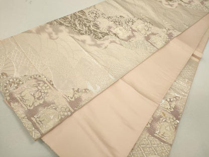 平和屋着物◎六通柄袋帯　花兎　道長扇面吉祥文　金銀糸　正絹　逸品　CABF2802ze