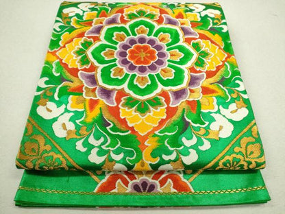 平和屋着物◎六通柄袋帯 唐織 正倉院花文 正絹 逸品 CABF2813ze