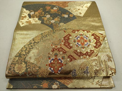 平和屋着物◎六通柄袋帯 唐織 古今和歌集 金糸 正絹 逸品 CABF2820ze