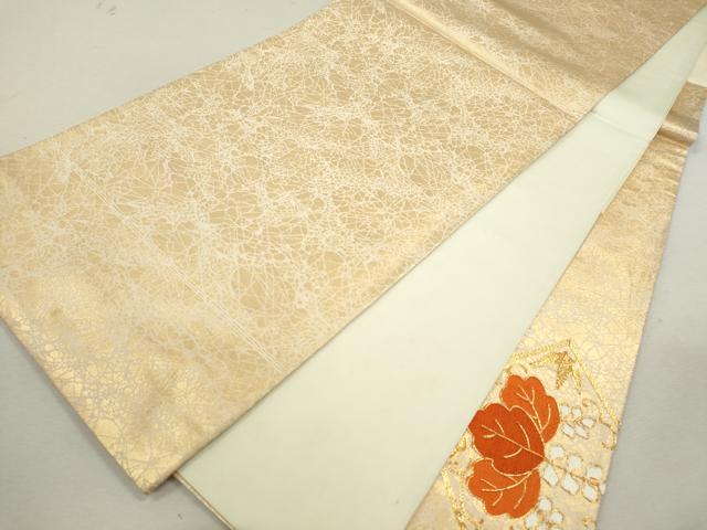 平和屋着物◎太鼓柄袋帯 総刺繍 駒刺繍 天井桐文 金糸 正絹 逸品 CABF2834ze