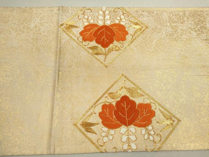 平和屋着物◎太鼓柄袋帯 総刺繍 駒刺繍 天井桐文 金糸 正絹 逸品 CABF2834ze