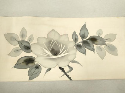平和屋着物◎塩瀬 九寸名古屋帯 作家物 手描き 枝花文 正絹 逸品 CABF2856ze