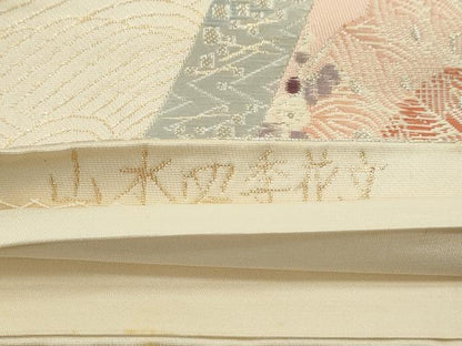 平和屋着物◎六通柄袋帯 唐織 山水四季花文 金銀糸 正絹 逸品 CABF2859ze