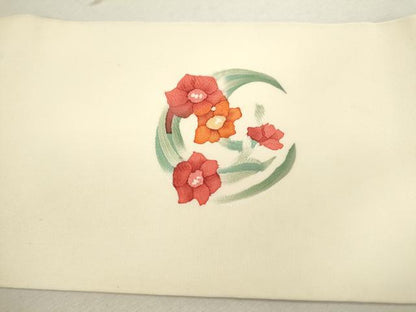 平和屋着物◎九寸名古屋帯 地紋起こし 草花丸文 正絹 逸品 CABF2865ze