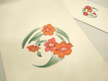 平和屋着物◎九寸名古屋帯 地紋起こし 草花丸文 正絹 逸品 CABF2865ze