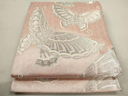 平和屋着物◎佐賀錦 六通柄袋帯 舞蝶文 銀糸 正絹 逸品 CABF2874ze