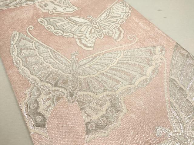 平和屋着物◎佐賀錦 六通柄袋帯 舞蝶文 銀糸 正絹 逸品 CABF2874ze