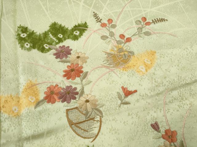 平和屋着物■訪問着 刺繍 花籠文 金糸 正絹 逸品 未使用 CABF2881ze