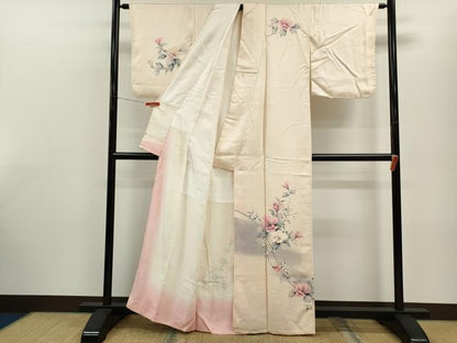 平和屋着物■訪問着 手描き 枝花文 暈し染め 正絹 逸品 CABF2882ze