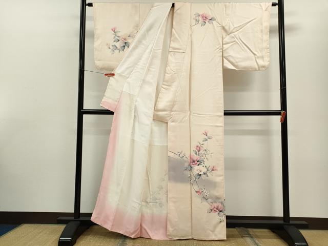 平和屋着物■訪問着 手描き 枝花文 暈し染め 正絹 逸品 CABF2882ze