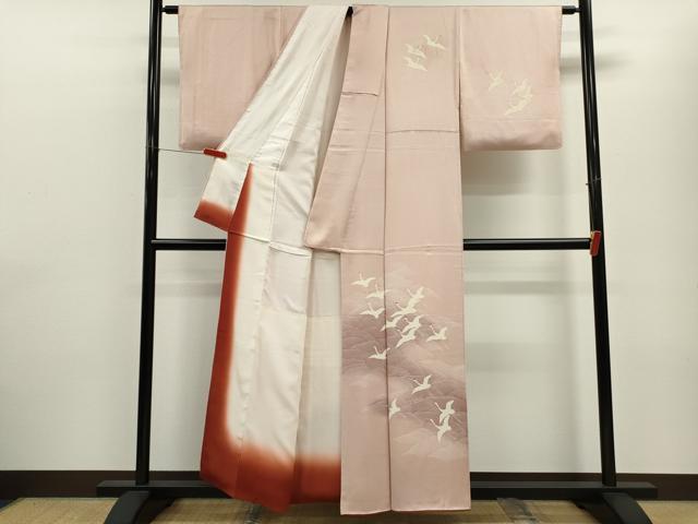 平和屋着物■訪問着 刺繍 立波飛鶴文 暈し染め 正絹 逸品 CABF2884ze