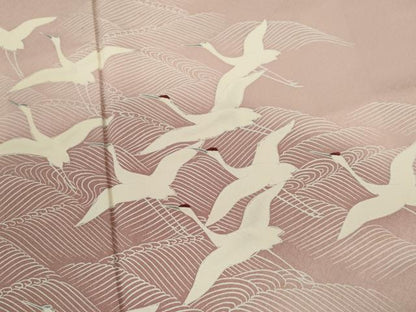 平和屋着物■訪問着 刺繍 立波飛鶴文 暈し染め 正絹 逸品 CABF2884ze