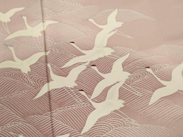 平和屋着物■訪問着 刺繍 立波飛鶴文 暈し染め 正絹 逸品 CABF2884ze