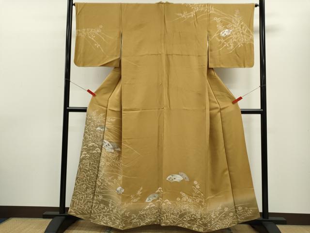平和屋着物■訪問着 手描き 地紙重ね草花文 暈し染め 金銀彩 正絹 逸品 CABF2886ze