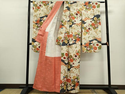 平和屋着物■豪華振袖 吉祥枝花文 金通し地 正絹 逸品 CABF2898ze