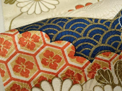 平和屋着物■豪華振袖 吉祥枝花文 金通し地 正絹 逸品 CABF2898ze