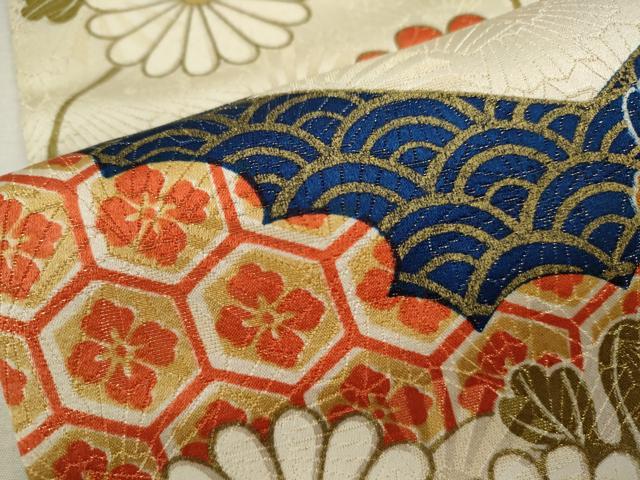 平和屋着物■豪華振袖 吉祥枝花文 金通し地 正絹 逸品 CABF2898ze