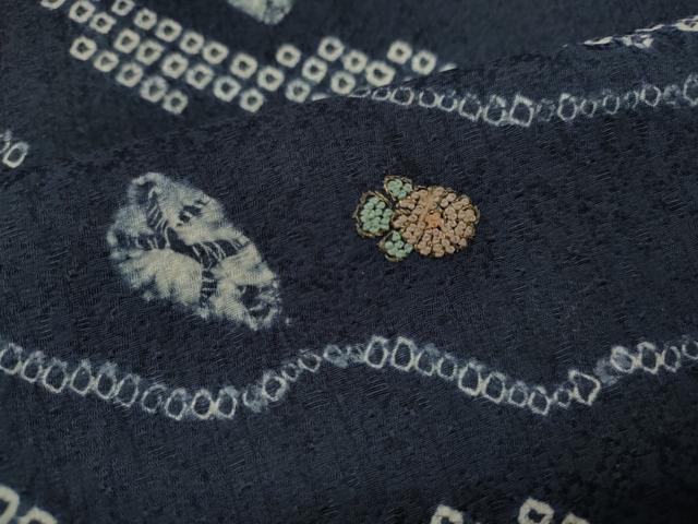 平和屋着物■中国三大刺繍 相良刺繍 訪問着 絞り 刺繍 吉祥草花文 正絹 逸品 CABF2901ze
