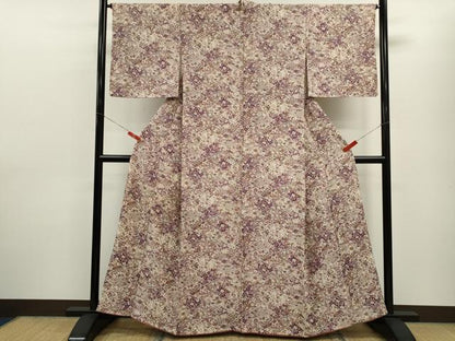 平和屋着物■上質な小紋　松皮菱草花文　正絹　逸品　CABF2908ze
