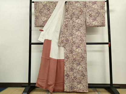 平和屋着物■上質な小紋　松皮菱草花文　正絹　逸品　CABF2908ze