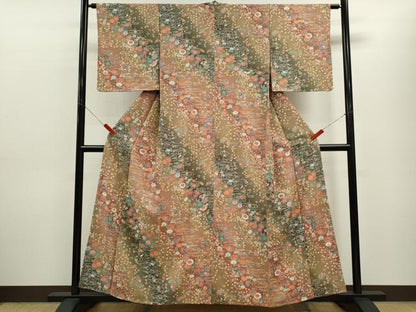 平和屋着物■小紋 流水宝尽くし草花文 暈し染め 洗える着物 未使用 CABF2911ze