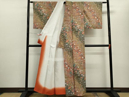 平和屋着物■小紋 流水宝尽くし草花文 暈し染め 洗える着物 未使用 CABF2911ze