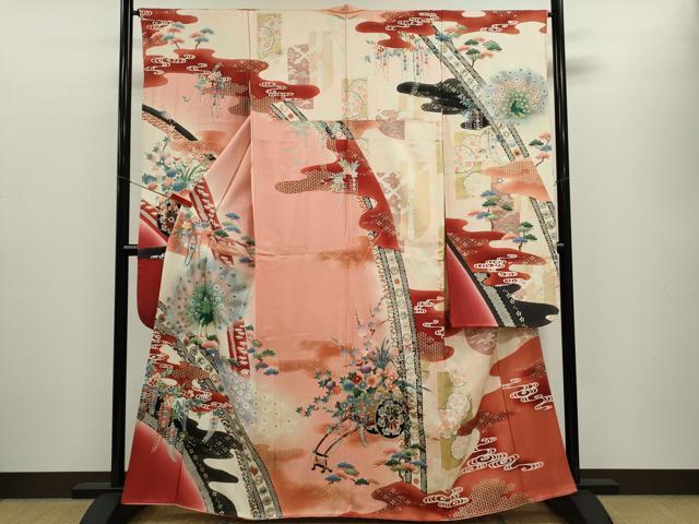 平和屋着物■豪華振袖　孔雀花車文　暈し染め　金銀彩　正絹　逸品　CABF2921ze
