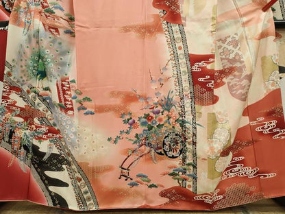 平和屋着物■豪華振袖　孔雀花車文　暈し染め　金銀彩　正絹　逸品　CABF2921ze