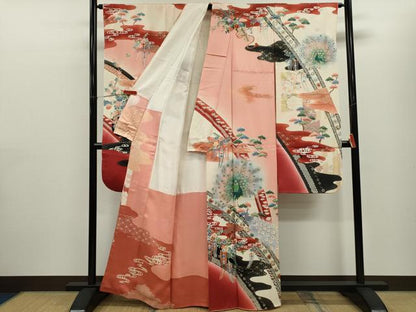 平和屋着物■豪華振袖　孔雀花車文　暈し染め　金銀彩　正絹　逸品　CABF2921ze