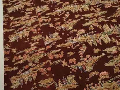 平和屋着物■上質な小紋　型染め　花鳥風景文　正絹　逸品　CABF2927ze