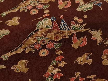 平和屋着物■上質な小紋　型染め　花鳥風景文　正絹　逸品　CABF2927ze