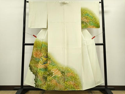 平和屋着物■訪問着　ろうけつ染め　花鳥文　たたき染め　金彩　正絹　逸品　CABF2932ze