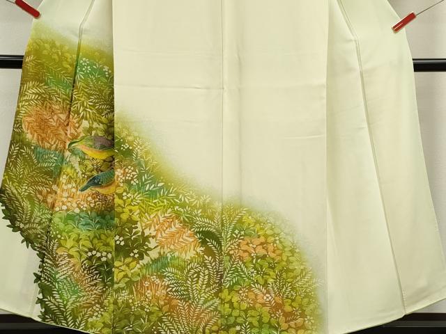 平和屋着物■訪問着　ろうけつ染め　花鳥文　たたき染め　金彩　正絹　逸品　CABF2932ze