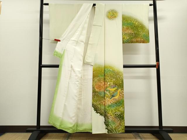 平和屋着物■訪問着　ろうけつ染め　花鳥文　たたき染め　金彩　正絹　逸品　CABF2932ze