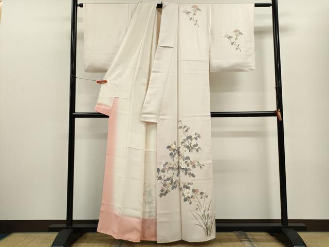 平和屋着物■訪問着　友禅　枝花文　暈し染め　金彩　正絹　逸品　CABF2934ze