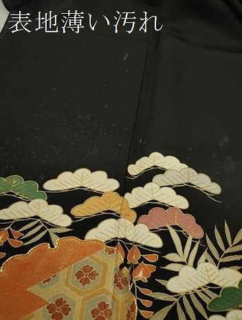 平和屋着物■豪華黒留袖　駒刺繍　雪輪重ね草花文　暈し染め　金彩　正絹　逸品　CABF2937ze