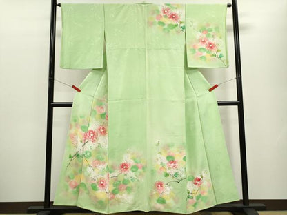 平和屋着物■訪問着　手描き　枝花文　暈し染め　正絹　逸品　CABF2938ze