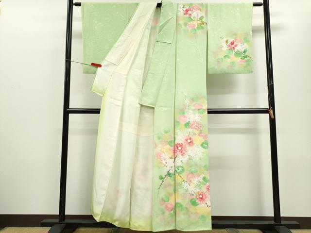 平和屋着物■訪問着　手描き　枝花文　暈し染め　正絹　逸品　CABF2938ze