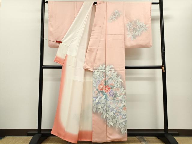 平和屋着物■訪問着　刺繍　陶器花文　暈し染め　正絹　逸品　CABF2939ze