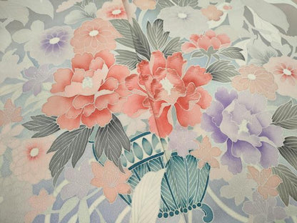 平和屋着物■訪問着　刺繍　陶器花文　暈し染め　正絹　逸品　CABF2939ze