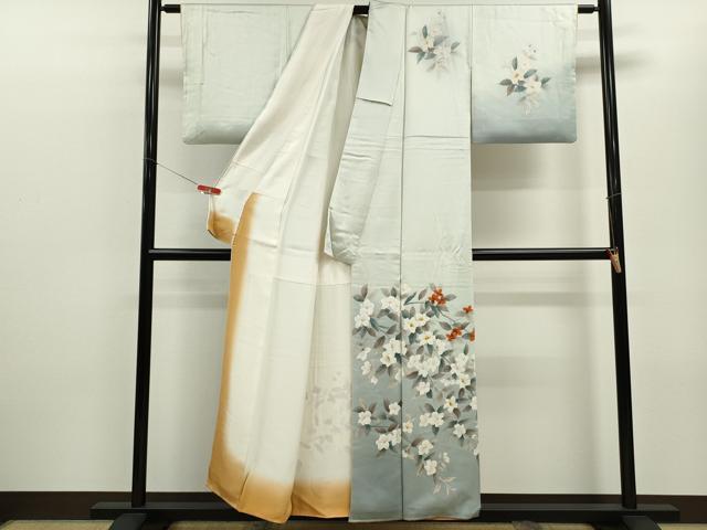 平和屋着物■訪問着　手描き　枝花文　暈し染め　正絹　逸品　CABF2940ze