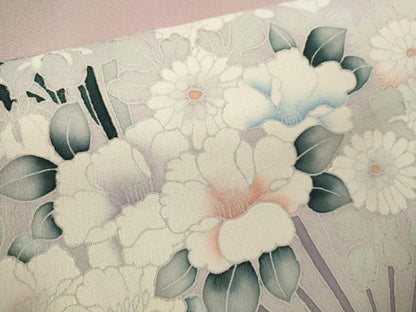 平和屋着物■訪問着　扇面草花文　正絹　逸品　CABF2944ze