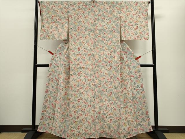平和屋着物■上質な小紋　草花文　正絹　逸品　CABF2946ze
