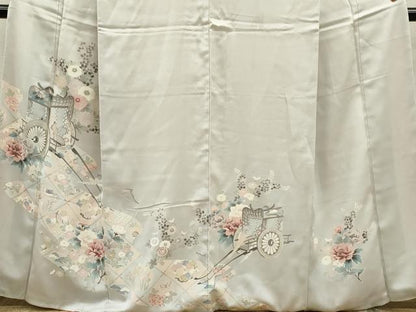 平和屋着物■訪問着　御所車花鳥文　正絹　逸品　CABF2953ze