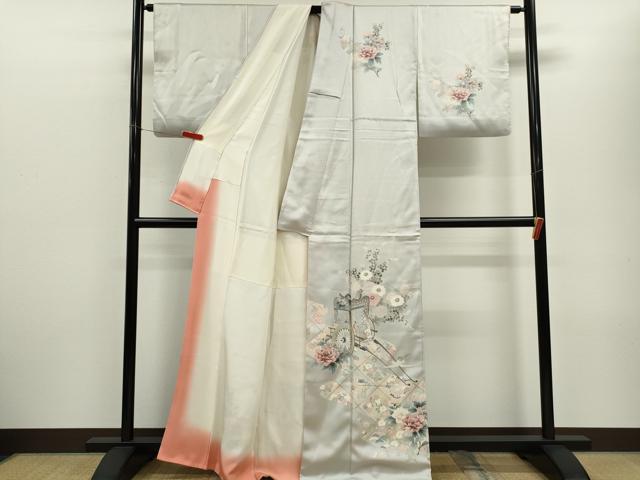 平和屋着物■訪問着　御所車花鳥文　正絹　逸品　CABF2953ze