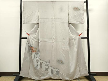 平和屋着物■訪問着　地紙重ね籬草花文　暈し染め　金彩　正絹　逸品　CABF2954ze